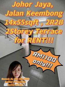 For RENT Double storey low cost at Jalan Keembong, Johor Jaya -14 x 55sqft - 2 bedroom 2 bathroom @ Rm1100 only!!