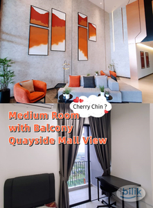 Medium Room with Balcony Quayside Mall View | Car Park Provided | Hotel Quality Mattress | Fully Furnished with Dining Table | Fibre WIFI 300 Mbps