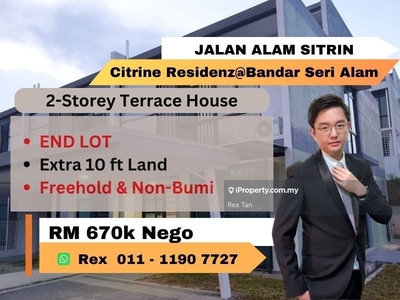 End Lot Double Storey House at Citrine Residenz@Bandar Seri Alam