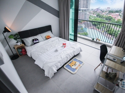 Fully-Furnished Middle room with Bathroom & Balcony for Rent at D'sand Residence