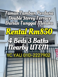 Double Storey Terrace Durian Tunggal for Rent