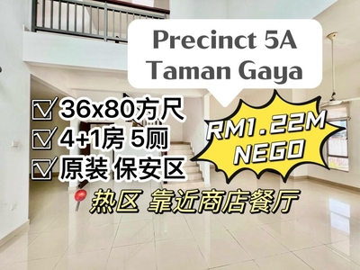 High Class Precinct 5A Taman Gaya, 2-Storey Cluster House, 4+1Rooms for Sale