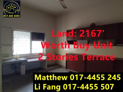 Persiaran Perak - 2 Stories Terrace - Land:2167' - Worth Buy - Georgetown