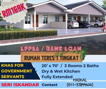 Projek rumah baru teres setingkat di Seri Iskandar, Perak.