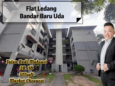 Flat Ledang Bandar Baru Uda/ 2R 1B/ 517sqft/ Market Cheapest/ AAA Stock/ Tampoi/ Johor Bahru