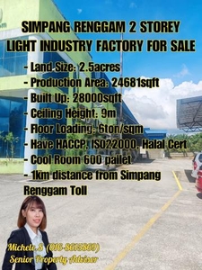Simpang Renggam Light Industry Factory For Sale