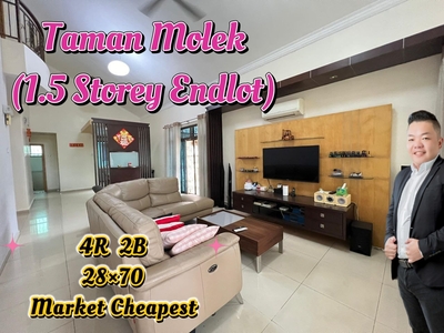 Taman Molek 1.5 Double Storey Endlot Market Cheapest 28×70 4R 2B Molek