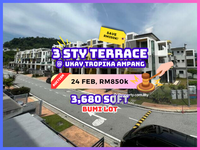 Bank Auction Save Rm350k 3 Storey Terrace House @ Ukay Tropika Ampang