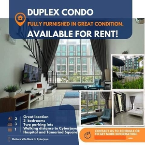 For Rent : Duplex Condominium Type, Fully Furnish, Mutiara Ville, Cyberjaya, Selangor