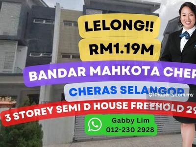 Lelong Super Cheap 3 Storey Semi D @ Bandar Mahkota Cheras Selangor
