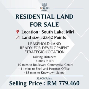 Residential Land at South Lake, Miri (23.62 Pts)