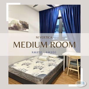 M Vertica Middle Room MRT/LRT to TRX/IKEA/MYTOWN Available NOW! Fully Furnished!