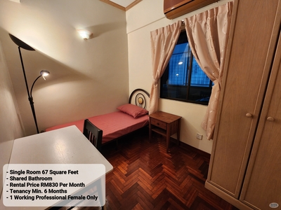 Single Room at Angkasa Impian 1, Bukit Ceylon (Female Only)
