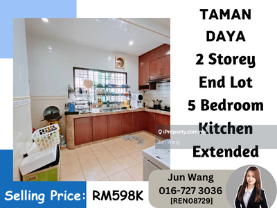 Taman Daya, 2 Storey House 22x70, End Lot, Kitchen Extended, 5 Bed