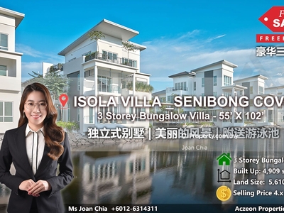 Senibong Cove @ Isola Villa 3 Storey Bungalow with Nice Canal View.
