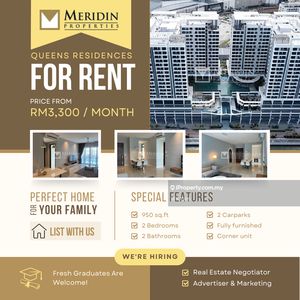 Queens Waterfront, 950 sq.ft, Fully Furnished, Corner Unit,Bayan Lepas