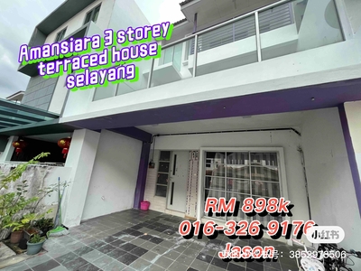 Amansiara 3 storey terraced house for sale ,5 carpark ,tiles floor, new pain, selayang, 6 room