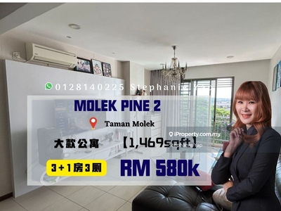 Molek Pine 2 Apartment, Taman Molek, Full Reno, bigger unit, freehold