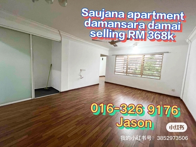 Saujana apartment for sale in damansara damai, fully renovated ,1 carpark ,new paint, kitchen cabinet, tiles floor