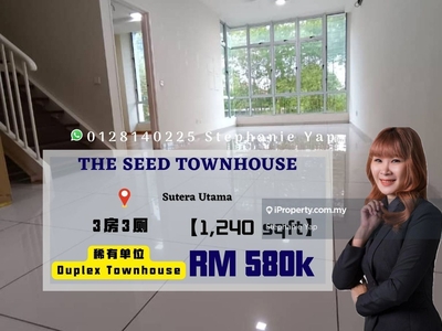 The Seed Townhouse Duplex, Sutera Utama, 24hrs Security, 3bed