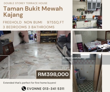 100% Loan Taman Bukit Mewah Kajang Double Storey Extend 3r3b Freehold