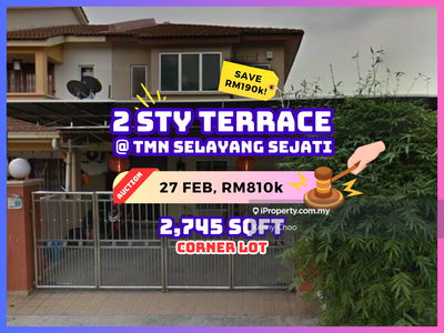 Bank Auction Save Rm190k 2 Storey Corner Terrace @ Tmn Selayang Sejati
