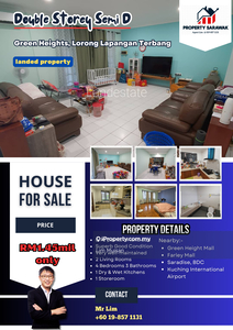 Double Storey Semi D at Green Height in Kuching for Sale