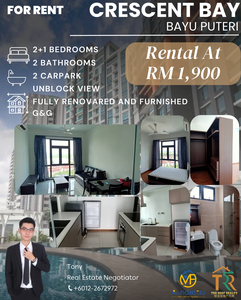 Crescent Bay 2+1Bedrooms Fully Furnished and Renovated Unit at Bayu Puteri Near JB Town for RENT