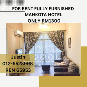 FULLY FURNISHED FOR RENT MAHKOTA HOTEL ONLY RM1300