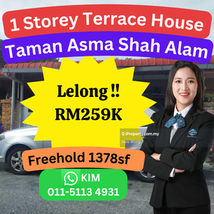 Cheap Rm91k 1 Storey Terrace House Taman Asma @ Shah Alam