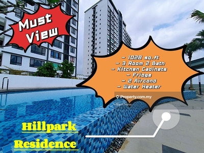Hillpark Residence For Rent, Kitchen Cabinet, Aircond, Fridge,