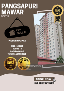 Pangsapuri Mawar Apartment @ Sentul for Sale , Walk to LRT, 100% Loan