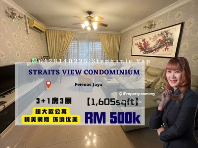 Straits View Apartment, Permas Jaya, Bigger Unit, Full Reno, Near Ciq