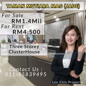 Taman mutiara mas three storey cluster 10 feet land for sale or rent