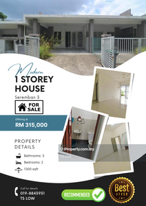 1 Storey House @ Seremban 3 for Sale , Beside Uitm , Rasah Jaya
