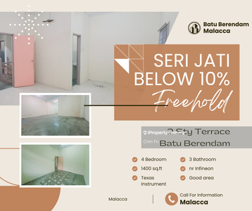 Below Value 10% Freehold 2 Sty Terrace House Seri Jati Batu Berendam