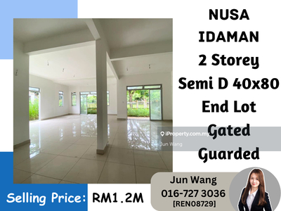 Nusa Idaman 8, 2 Storey End Lot Semi D 40x80, Good Location, G&G