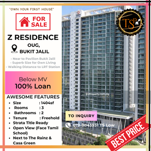 Z Residence @ OUG, Bukit Jalil for Sale, Below Mv, Near to LRT Station