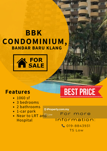 Bbk Condominium Bandar Baru Klang , 100% Loan, Below Mv, Cash Cash