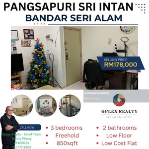 Full Loan Flat for Sell @ Pangsapuri Sri Intan Seri Alam 3 bedrooms