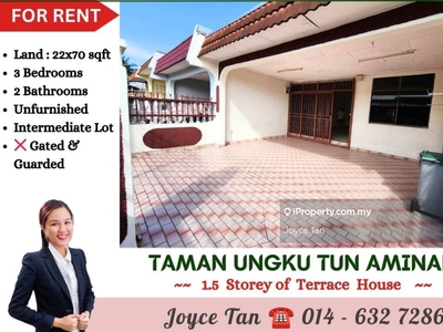 Tun Aminah 1.5 sty Terrace - 3 bed Unfurnished for rent only Rm 1400