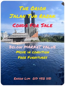 THE ORION CONDOMINIUM FOR SALE IN JALAN TUN RAZAK (BMV)! @ FULLY RENOVATED AND FULLY FURNISHED