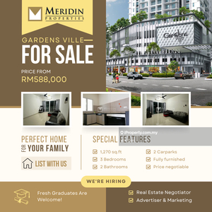 Gardens Ville, 1270 sq.ft, Fully Furnished,Well Maintained,Bayan Lepas