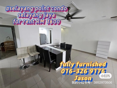 Selayang point condo for rent, fully furnished, kitchen cabinet, aircond, washing machine, 1 carpark, fridge