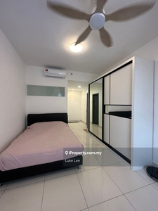 Furnished studio for rent with parking at trio klang facing pool