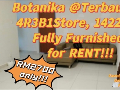 For RENT Botanika at Tebrau Bay, Bayu Puteri, Permas -1422 sqft -High floor corner -4R3B1Store - 2Carpark - Fully Furnished @Rm2700 only!!