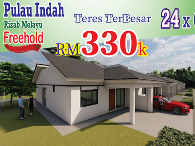 Full Loan Rumah Luas 24 kaki Freehold 4Bilik Teres 1 Tingkat Rezab Melayu di Pulau Indah