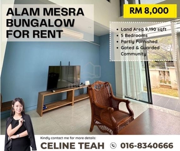 Alam Mesra Bungalow Lot | Kingfisher | Gated & Guarded |Partly Furnish