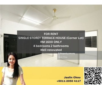 Single terrace house rental only rm 1600 corner lot