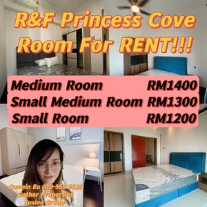 For RENT R&F Princess Cove at JB Town -Medium room RM 1400 -Small Medium Room RM 1300 -Small Room RM 1200 Prefer C only!